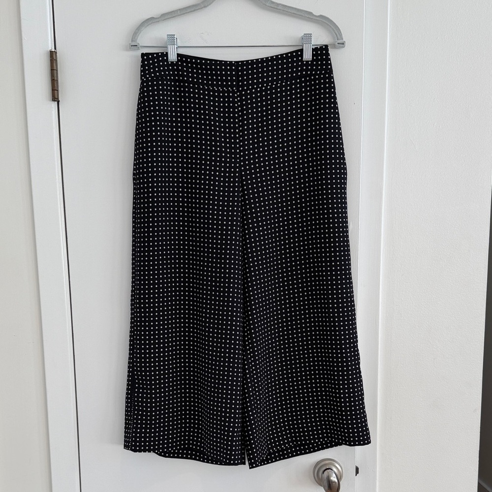 Kate Spade Black and White Polka Dot Wide-Leg  Ankle Pants. Size 6